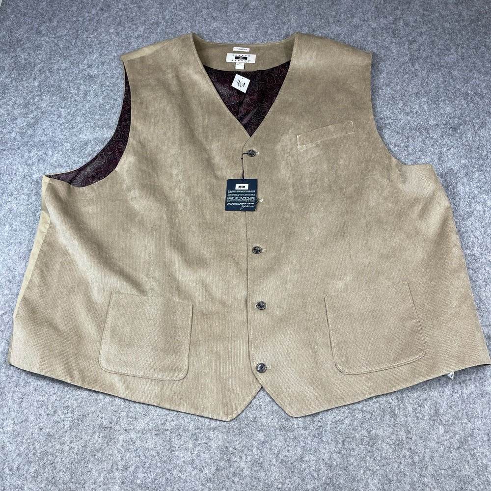 Joseph Abboud Vest Men 5XL Beige Paisley Lined Corduroy Pockets Dad Classic NEW